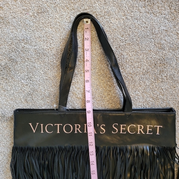 Victoria's Secret Limited Edition Black Faux Leather Flirty Fringe Tote Bag *NWT - Picture 7 of 7
